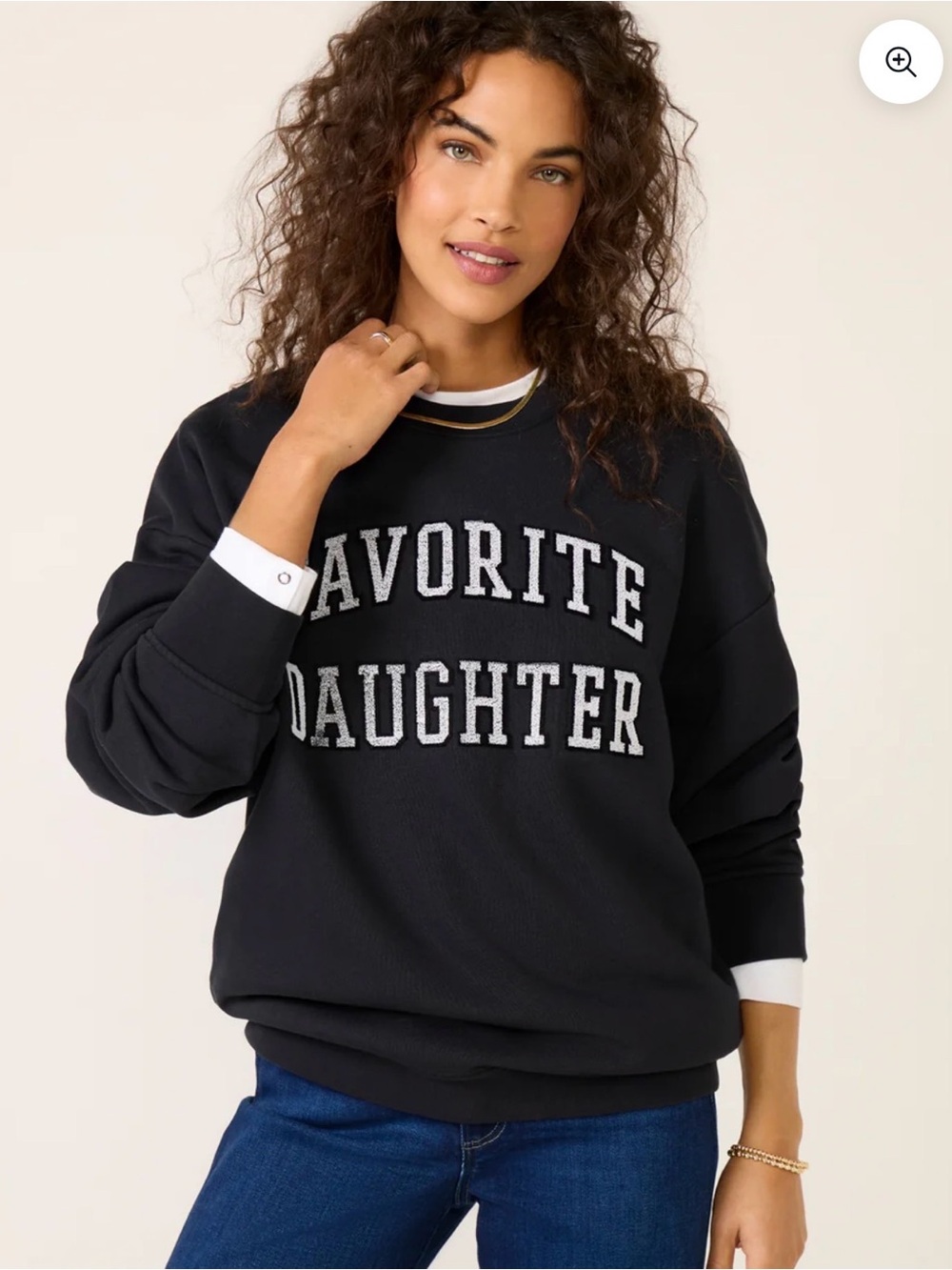 Favorite Daughter Black collegiate appliqué letterman letters crew neck sweater